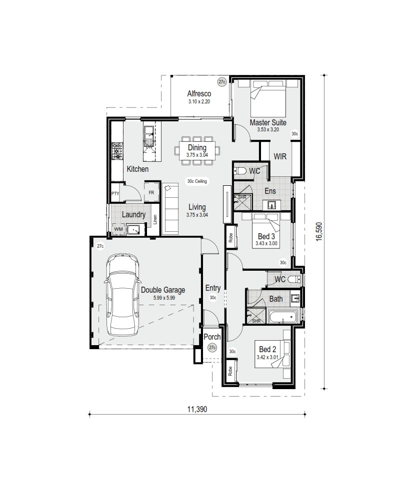 redink homes lake treeby estate house and land package Redink - Park Range SQ125 floorplan