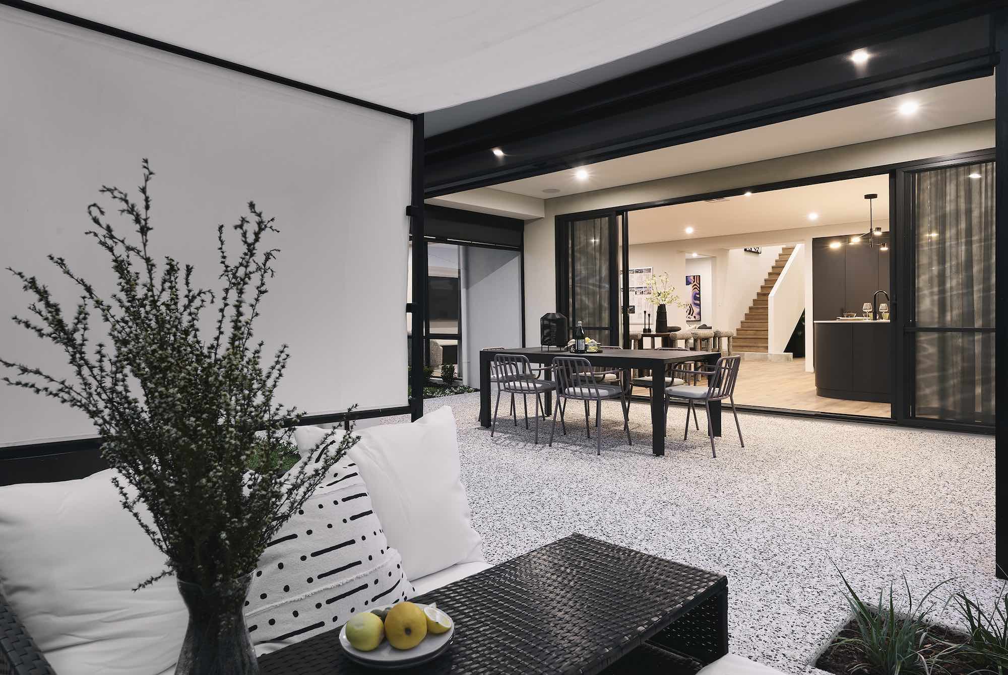 DAH Dale Alcock Display Home The Barden Energy Efficient Design Lake Treeby Display Village courtyard living
