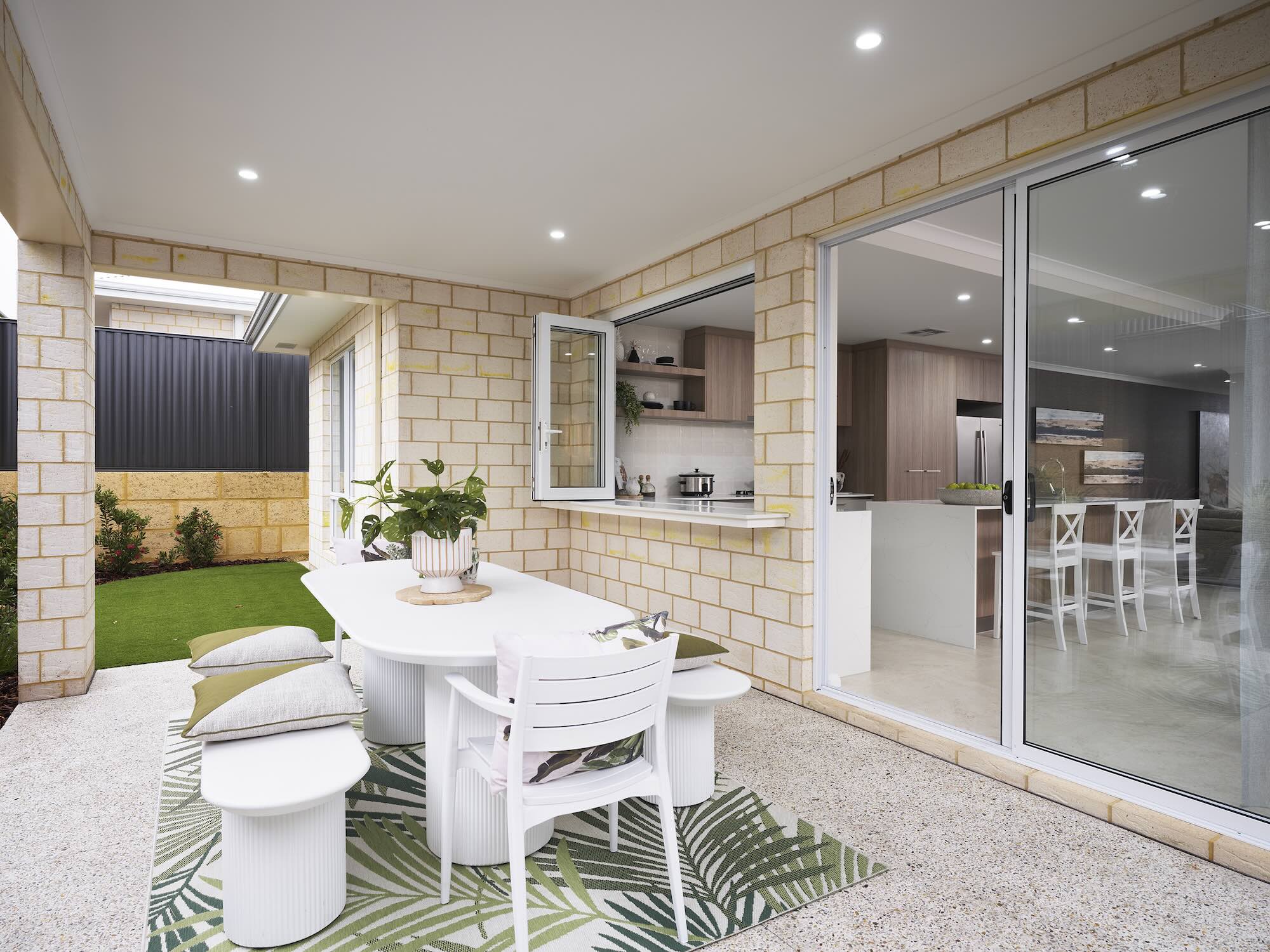 Lake Treeby display village affordable living display home the villa outdoor alfresco