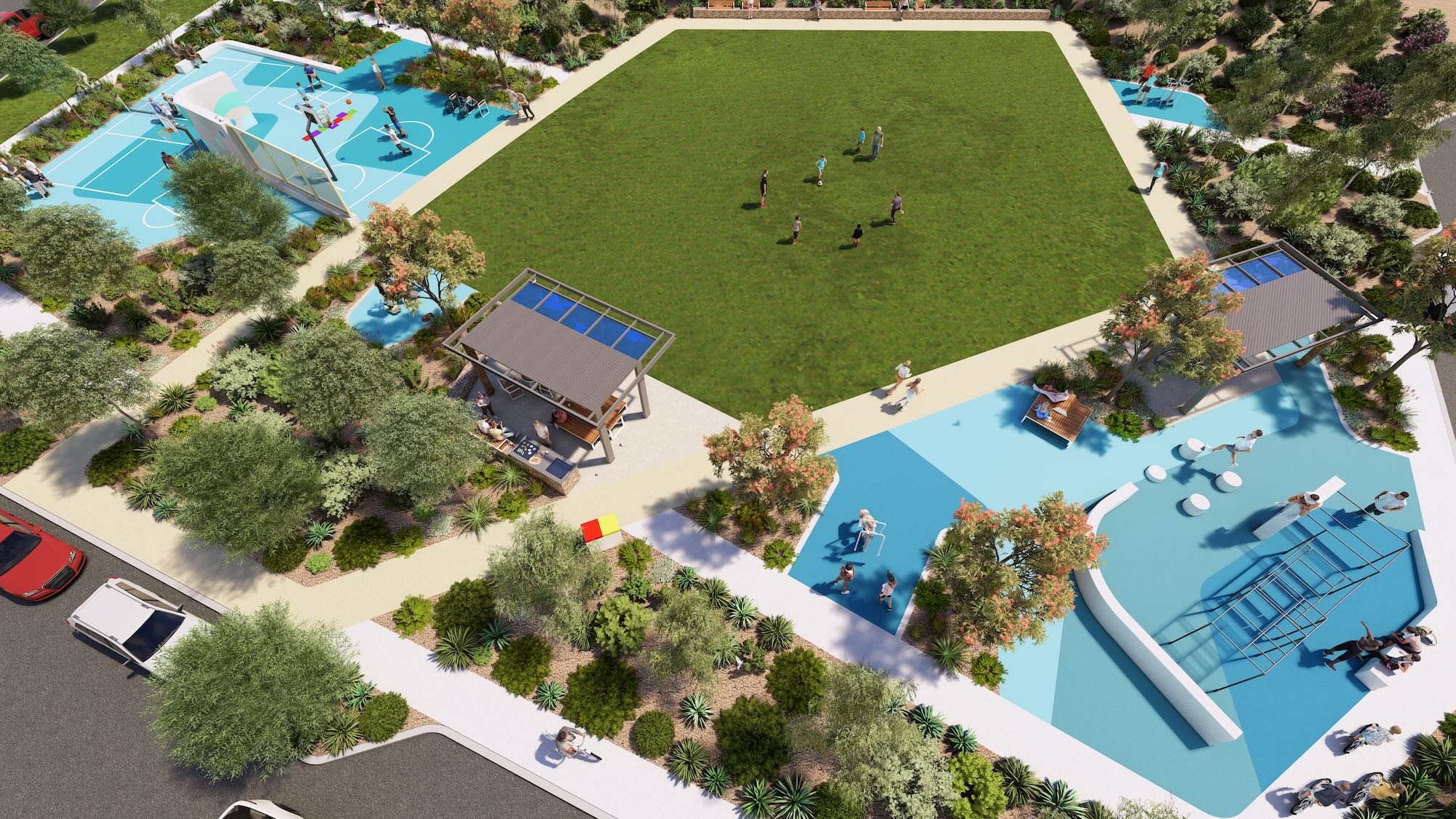 lake treeby harmony park overview aerial grass parks