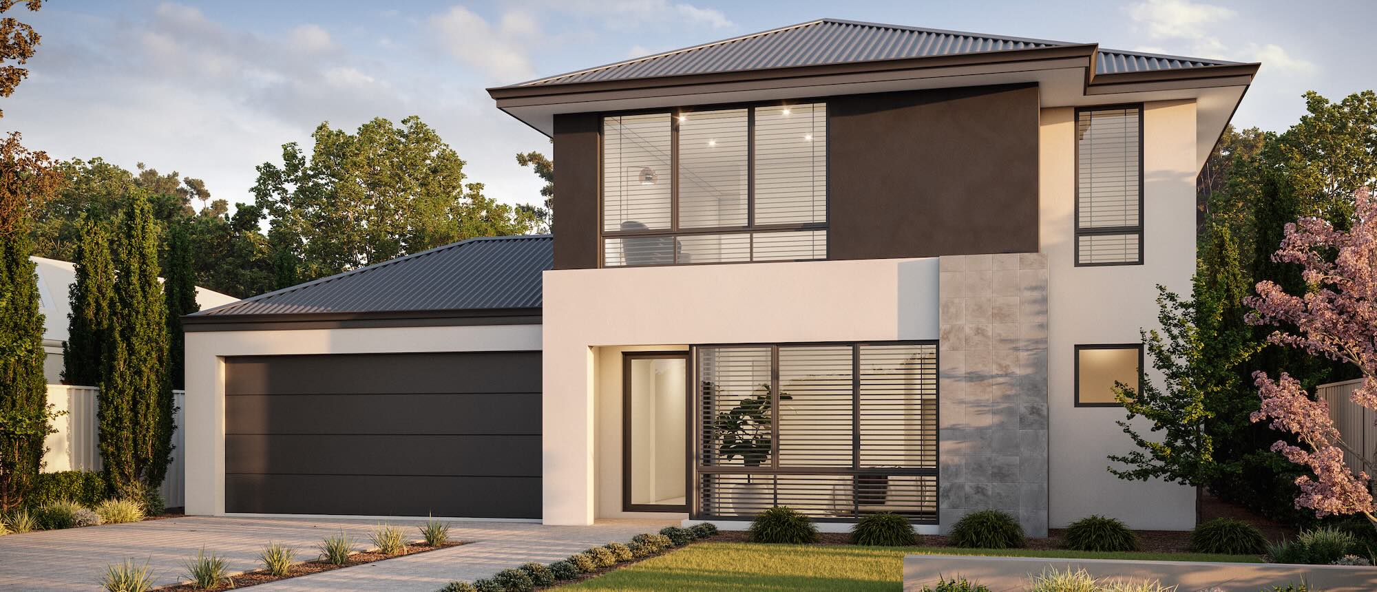 Lake Treeby house and land packages Plunkett Homes Vincent 2 storey front elevation