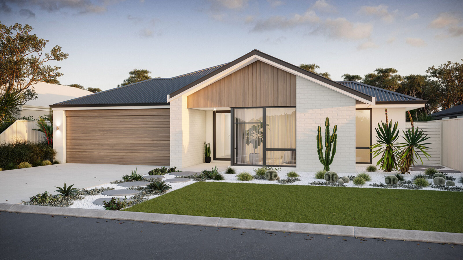lake treeby house and land packages Sandalwood Front Elevation mid-frontage-mid-century
